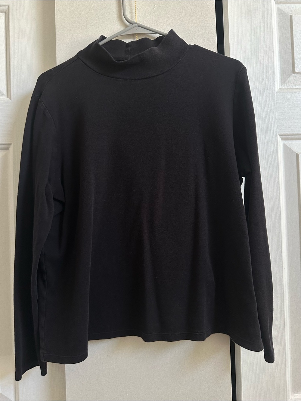 Croft & Barrow Mock Neck 100% Cotton Long Sleeve Shirt Black XL
